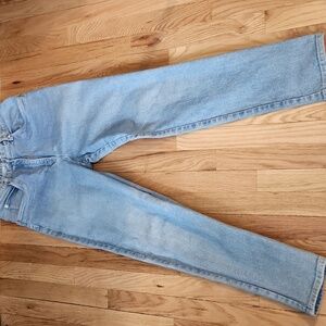 Classic Blue Denim Jeans By JONES WEAR high Waist Size 14 Straight Leg Lightwash
